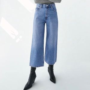Zara cropped wide leg jeans